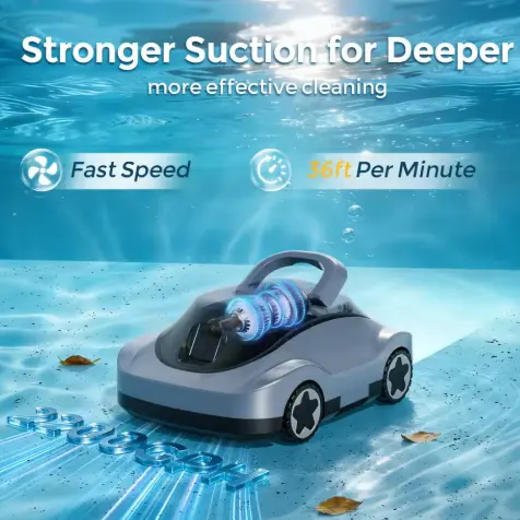 Robot nettoyeur de piscine sans fil avec aspirateur puissant