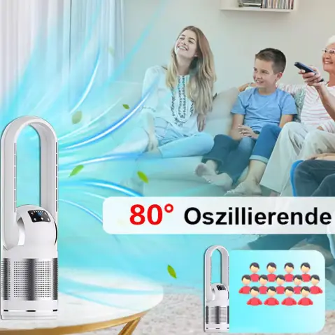 Purificateur d'air multifonctionnel avec filtre HEPA pour maison intelligente, avec chauffage sans lame et ventilateur de refroidissement
